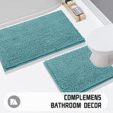 Yimobra Chenille Bathroom Rug, 24x17, Extra Soft Absorbent Bath Rugs, Non-Slip, Bath Mats for Bathroom Floor, Water Absorbent, Machine Washable, Plush Bathroom Mat for Tub and Shower, Teal Blue