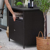 Wicker Storage Cabinet Outdoor Waterproof Prep and Bar Table