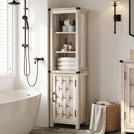 Bathroom Storage Cabinet, Farmhouse Narrow Storage Cabinet with Door