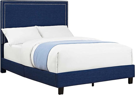 Grace Upholstered Queen Platform Bed, Blue