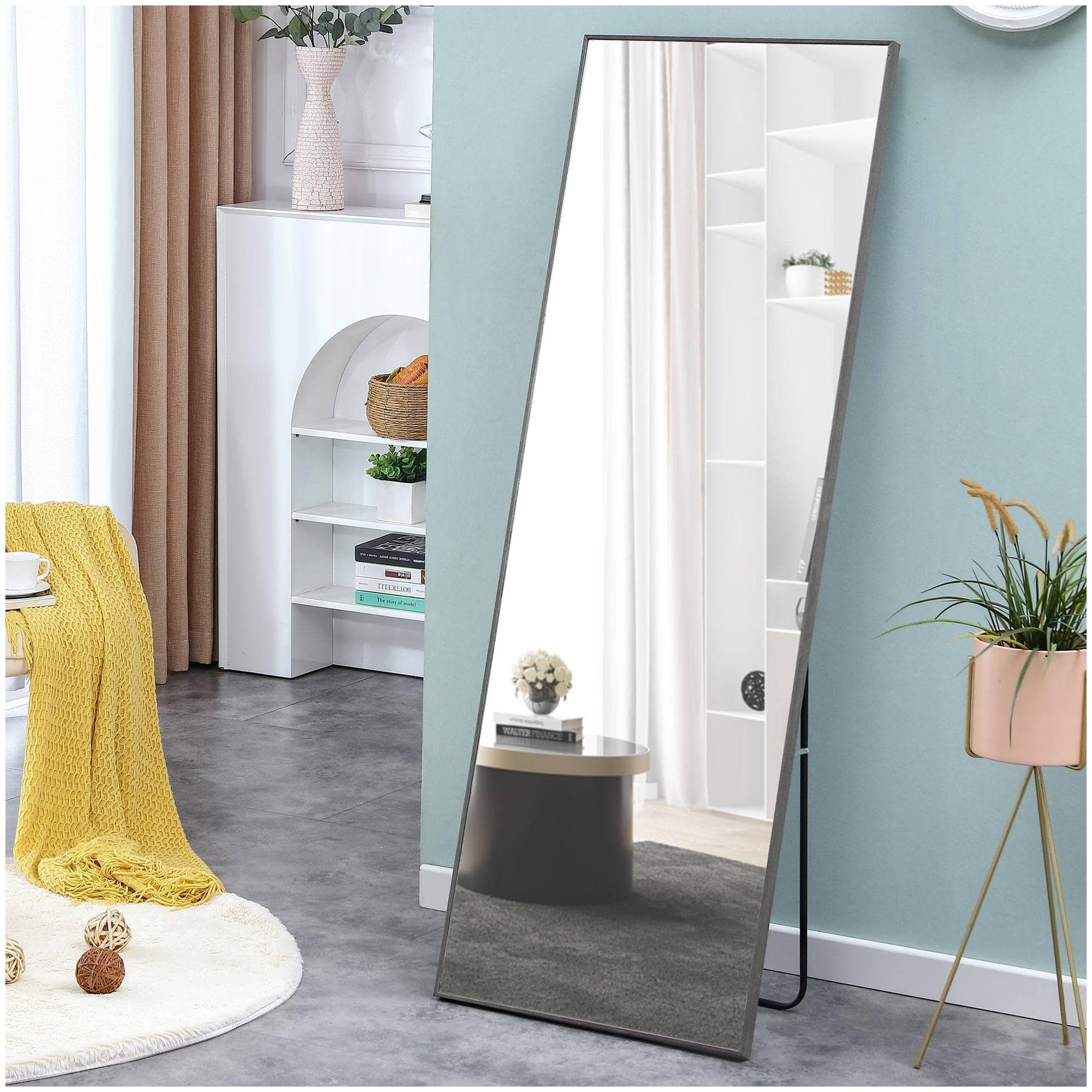 Length Floor Mirror with Solid Wood Frame