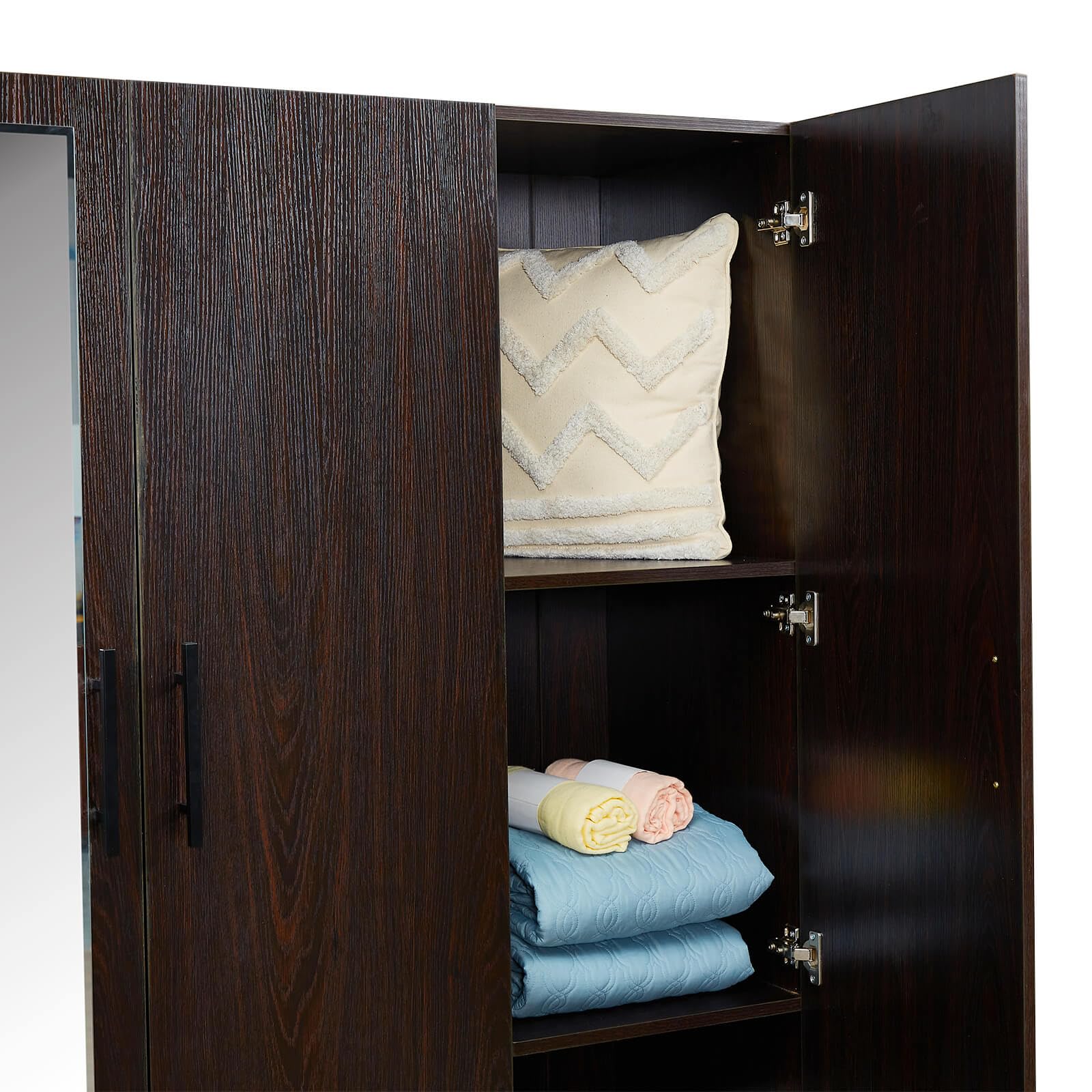 Wooden Wardrobe Closet with 4 Doors, 71" H Bedroom armoires Wardrobe Closet