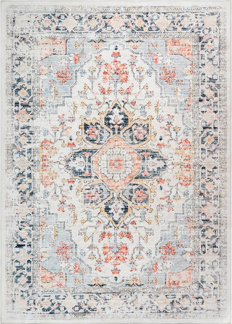 Area Rug 5x7, Vintage Moroccan Washable Rugs, Anti-Slip Backing Rugs for Living Room