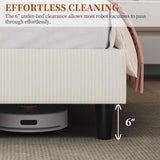 Queen Bed Frame with Adjustable Chenille Upholstered Headboard