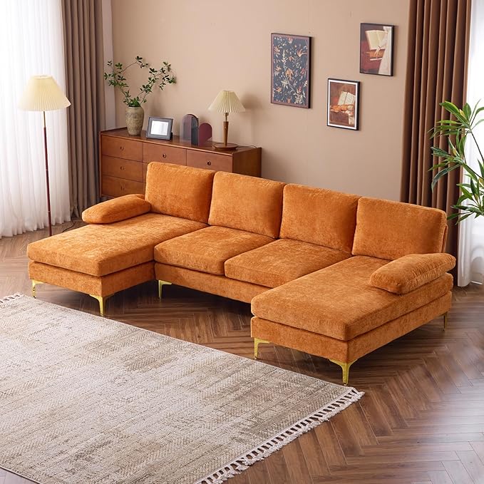 Large U-Shape Sectional Sofa Couch with 51" D Double Chaise for Living Room, Modern