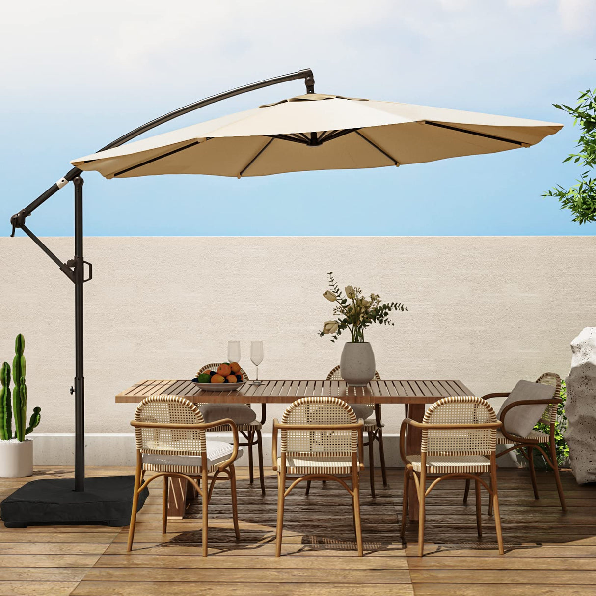 10ft Patio Umbrella with Base Included, Outdoor Offset Cantilever Umbrella,