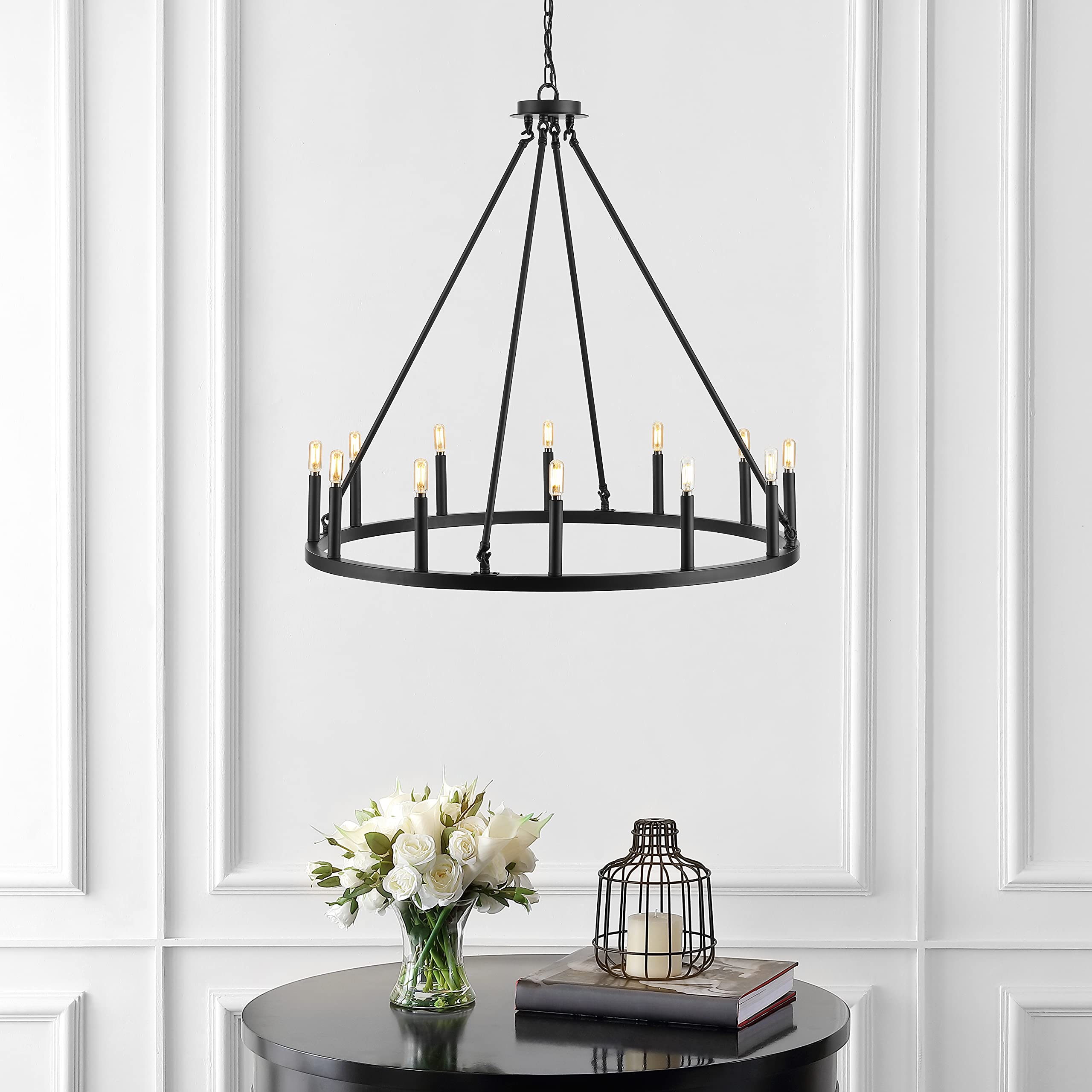 JYL7497A 36" 12-Light Gio Iron Farmhouse Classic Industrial Ring LED Chandelier