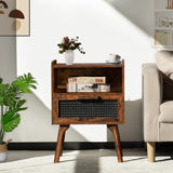 Nightstand, Side Table with Drawer Open Shelf