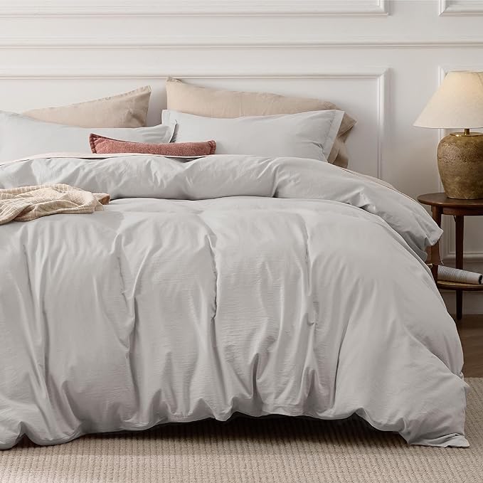 100% Stone Washed Cotton Duvet Cover King - Charcoal Minimalist Cotton Duvet Cover