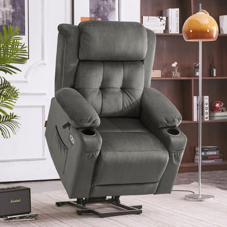 Medium Dual Motor Power Lift Recliner Chair with Massage and Heat for Elderly People