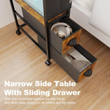 Small Narrow Side Tables for Small Spaces, Narrow Skinny Bedside Table Nightstand