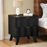 Nightstand, Modern Bedside Table with Drawers and Metal Handles, Sofa Side Table