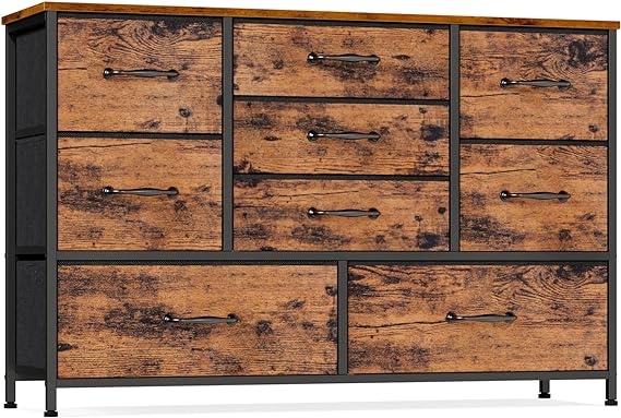 Wide Dresser with 9 Large Drawers for 55'' Long TV Stand Entertainment Center