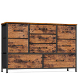 Wide Dresser with 9 Large Drawers for 55'' Long TV Stand Entertainment Center