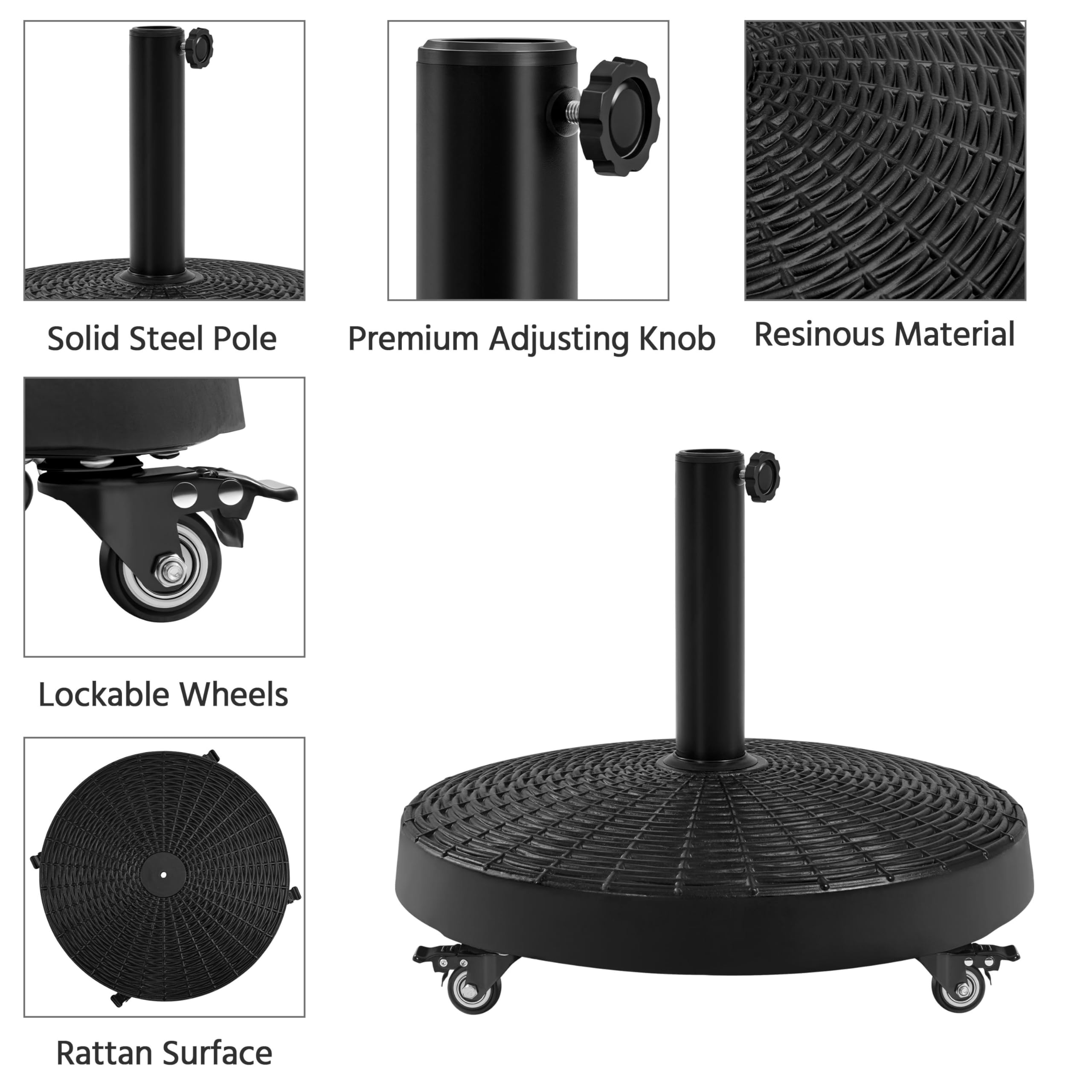 20.5" 55.7lbs Patio Umbrella Base Self-weight Heavy-Duty Resin Base Stand