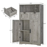 Storage Cabinet, Bathroom Cabinet with 2 Drawers & 2 Adjustable Shelves, Cupboard