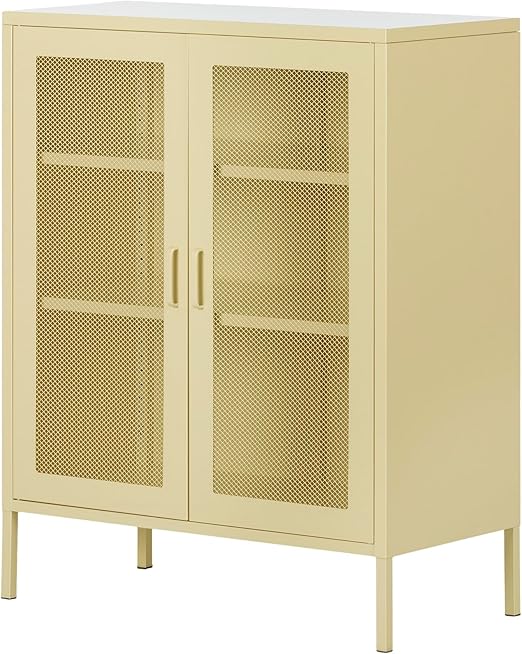 Crea Metal Mesh 2-Door Accent Cabinet, Black