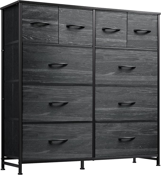 Dresser for Bedroom with 10 Fabric Drawers, Tall Chest Organizer Units for Clothing