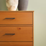 Modern Solid Pine Wood 6-Drawer Dresser with Metal Handles and Generous Storage Space, 52 Inch, Caramel Finish