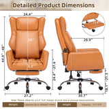 Orange Leather Office Chair with Massage and Footrest