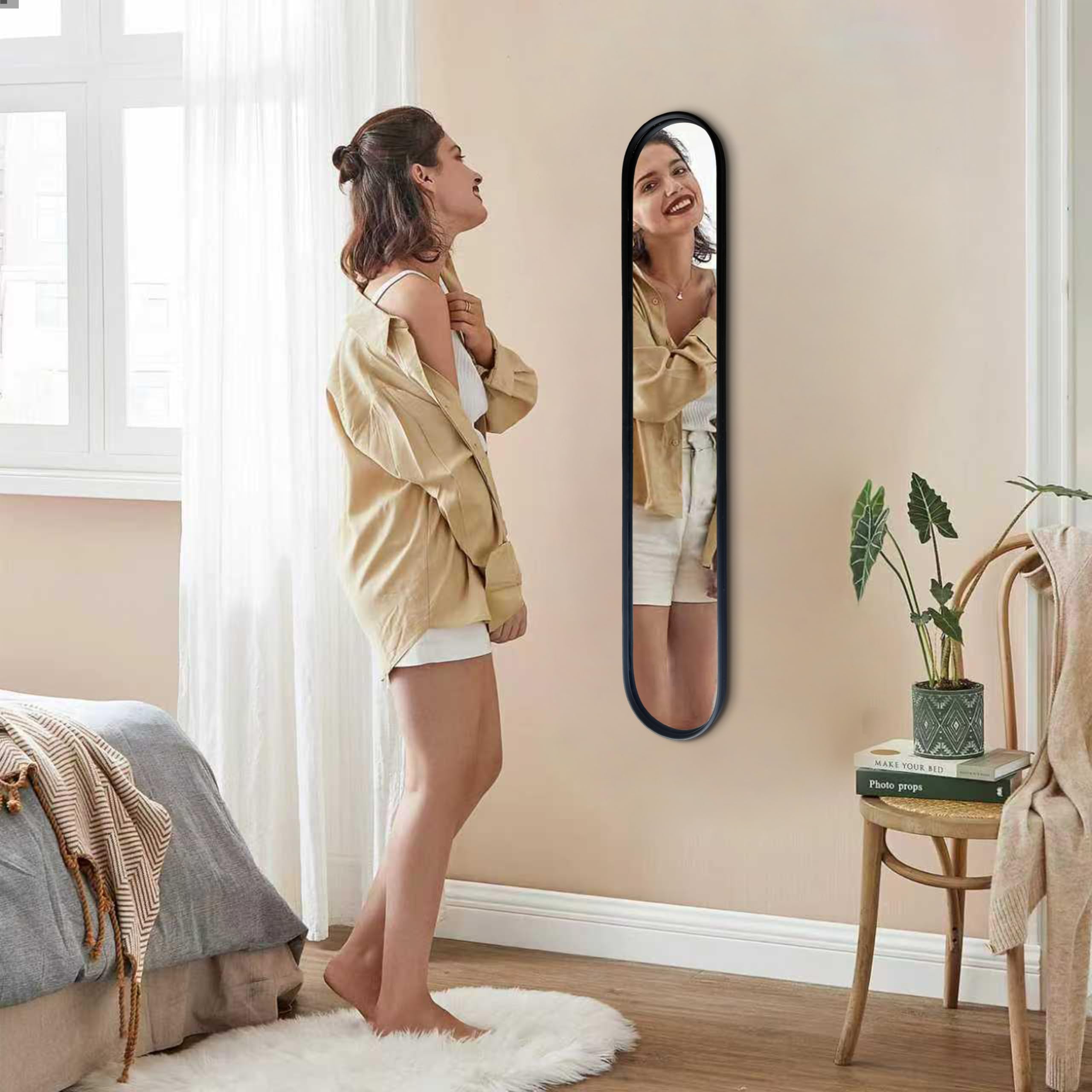 Gold Full Length Oval Mirror with Metal Frame