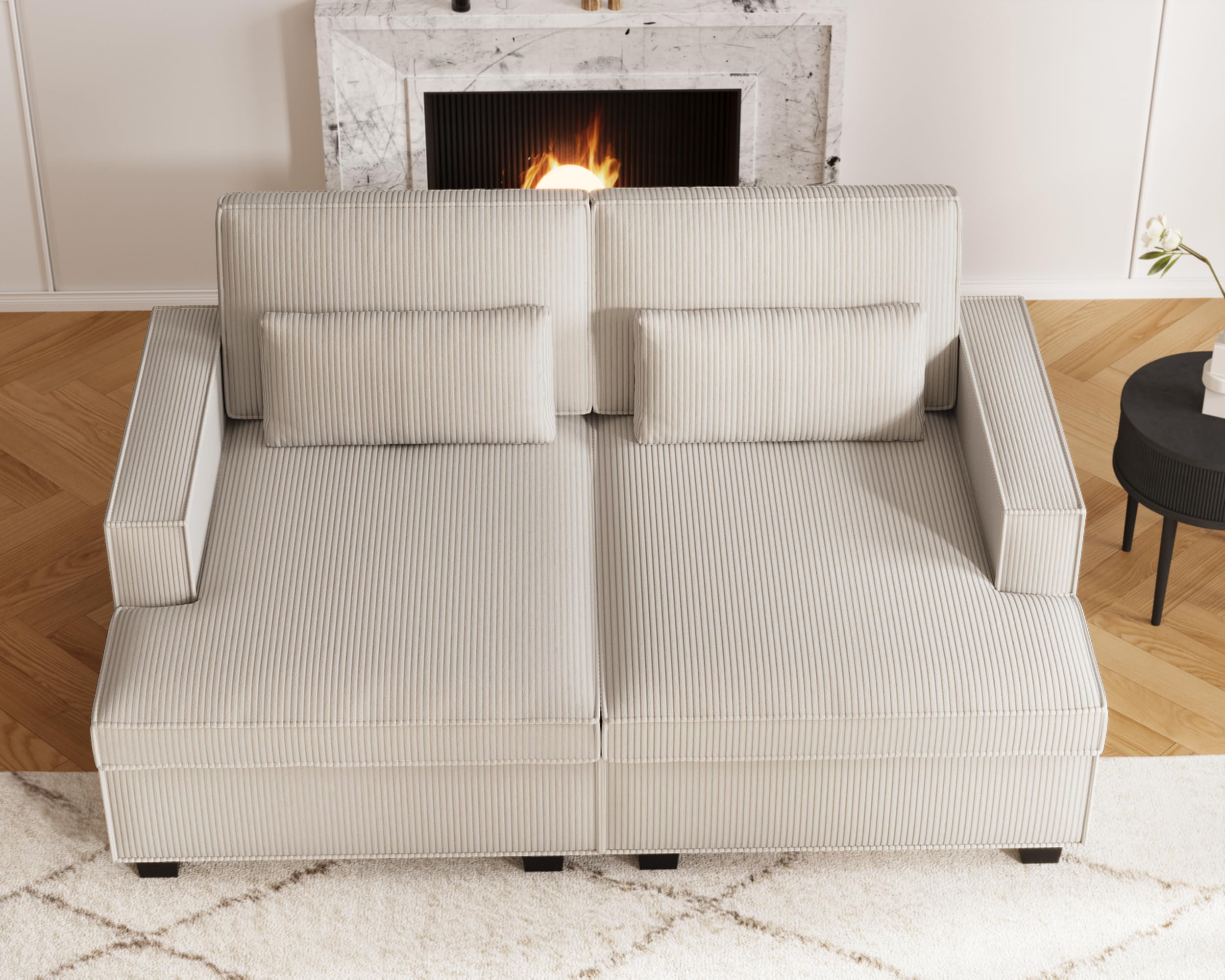 75" Oversized Loveseat Sofa, Comfy Corduroy Sectional Cloud Couch with Adjustable