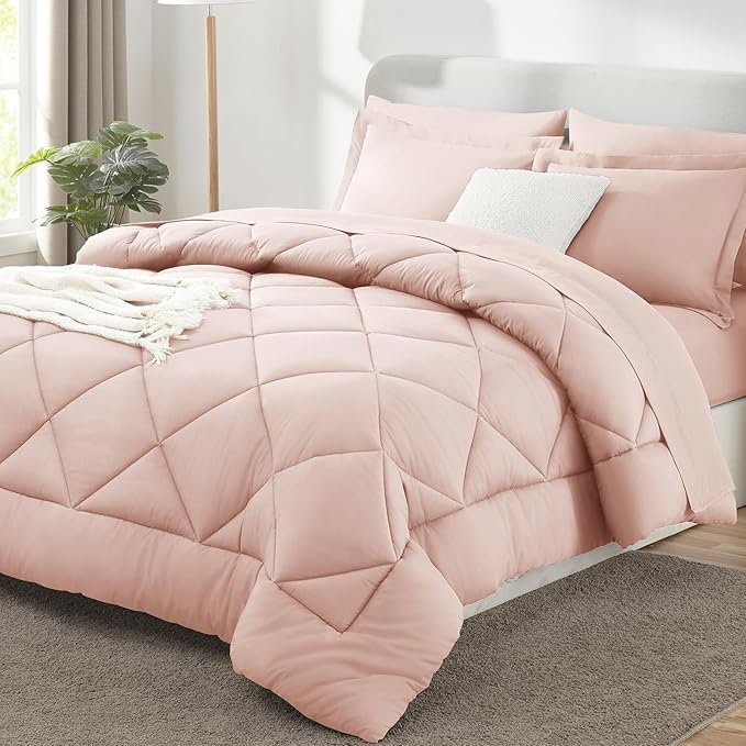 King Bed in a Bag 7-Pieces Comforter Sets with Comforter and Sheets Teal All Season