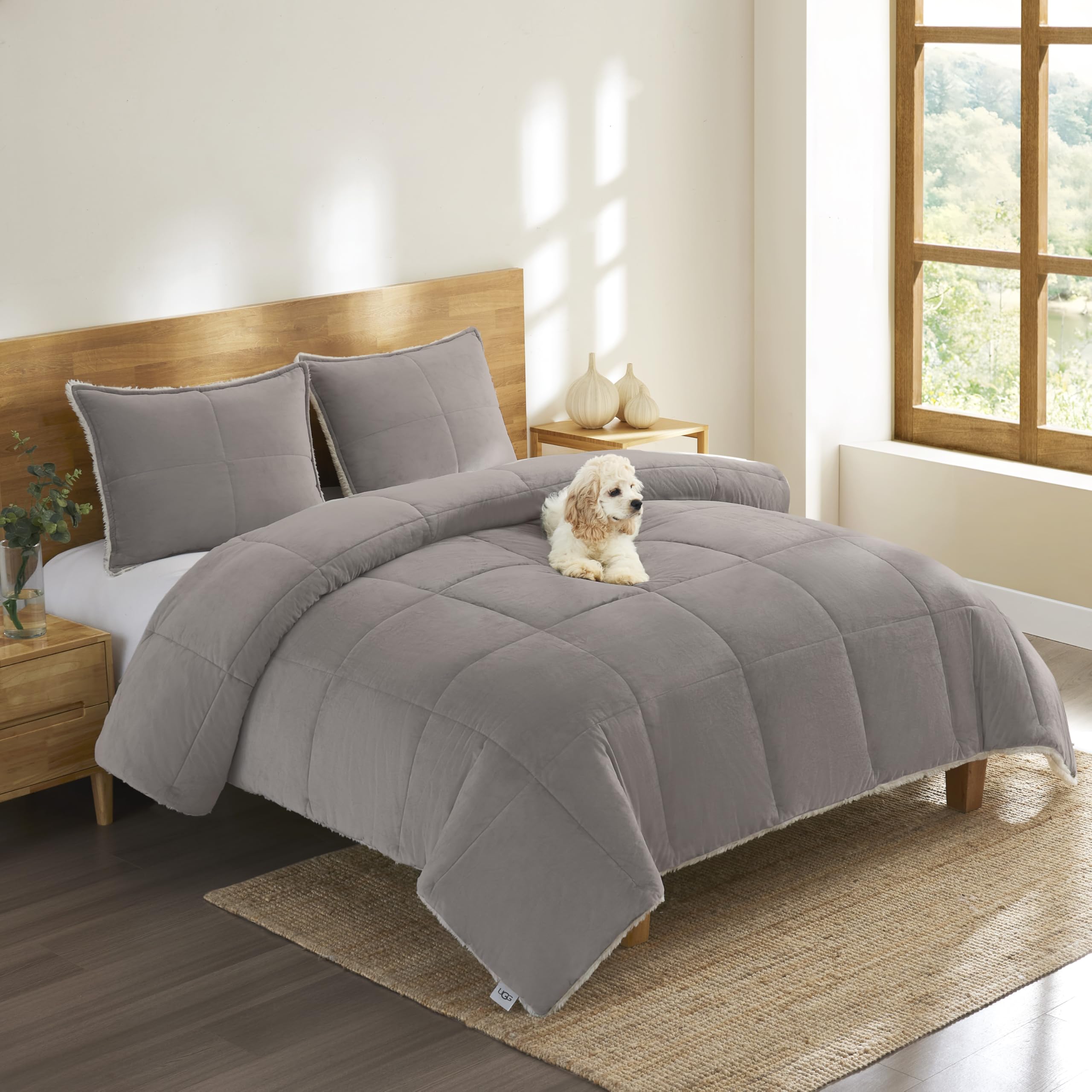 Blissful Comforter Set with 2 Pillow Shams Reversible White Comforter Plush Fluffy