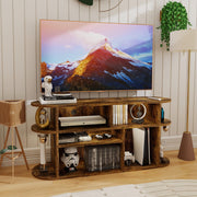 Solid Wood TV Stand with Storage and Adjustable Shelves