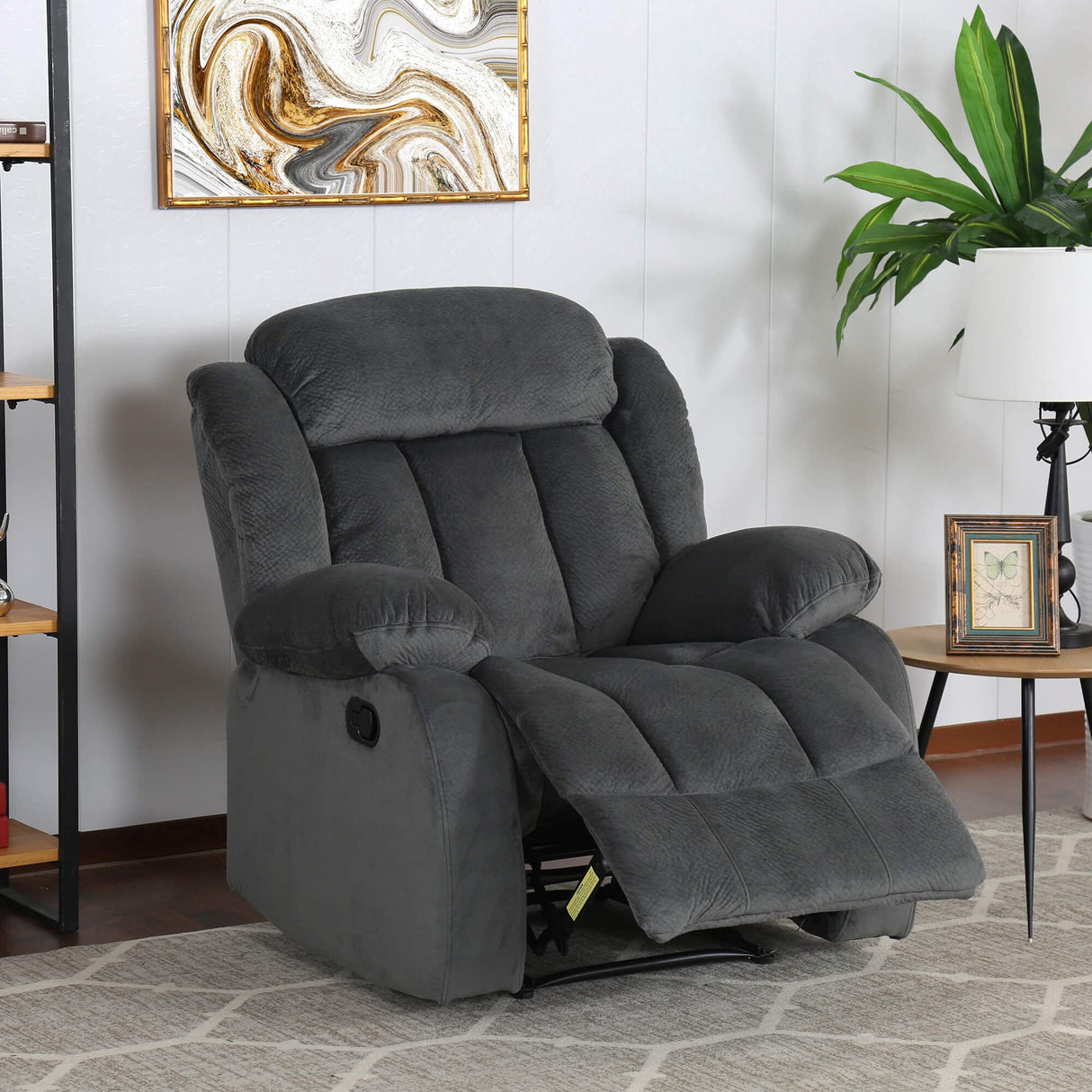 Madison Recliner, Charcoal gray with blue undertones