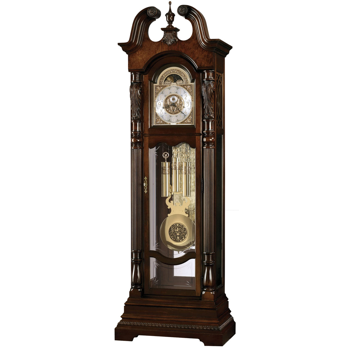 Sycara II Floor Clock, Arabic Numerals with Wood Finish with Triple-Chime Movement