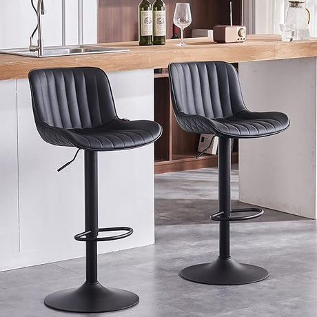 YOUNIKE Bar Stools Set of 2 Swivel Barstools PU Leather Adjustable Counter Stools Cushioned High Backrest