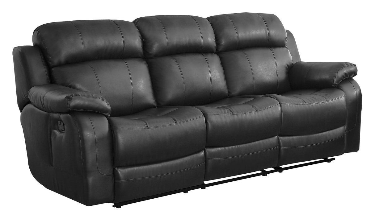 Reclining Sofa w/ Center Console Cup Holder, Black Bonded Leather