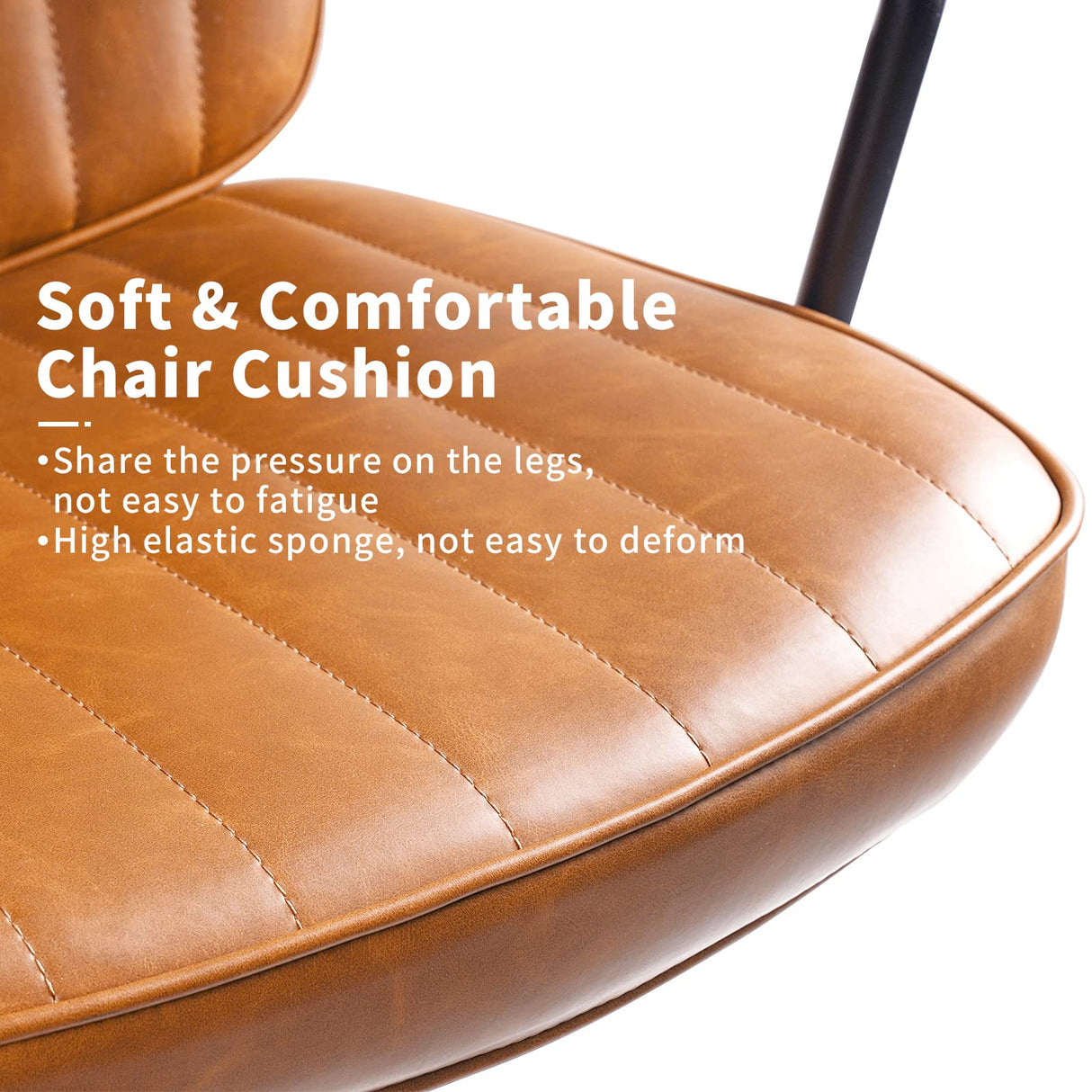 Mid-Century Leather Office Chair with Wheels & Adjustable Height