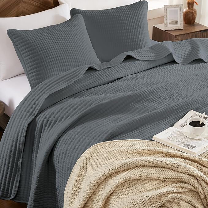 Quilts King Size, 3 Pieces White Lightweight Soft Quilts King Size Sets for All Seasons