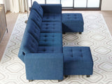 Reversible Storage Modular U-Shape Sectional Sofa Couch with Double Chaises Modular