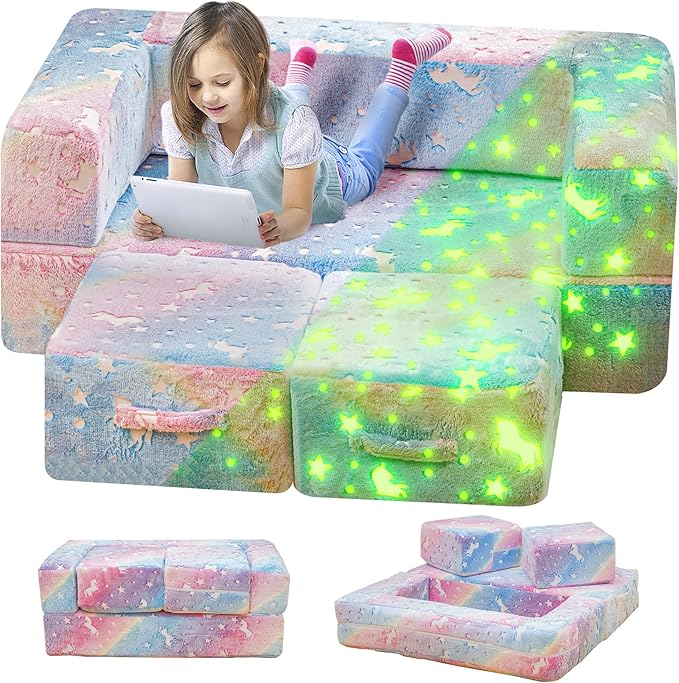 Toddler Couch, Glow in The Dark Kids Play Couch Toddler Fold Out Couch