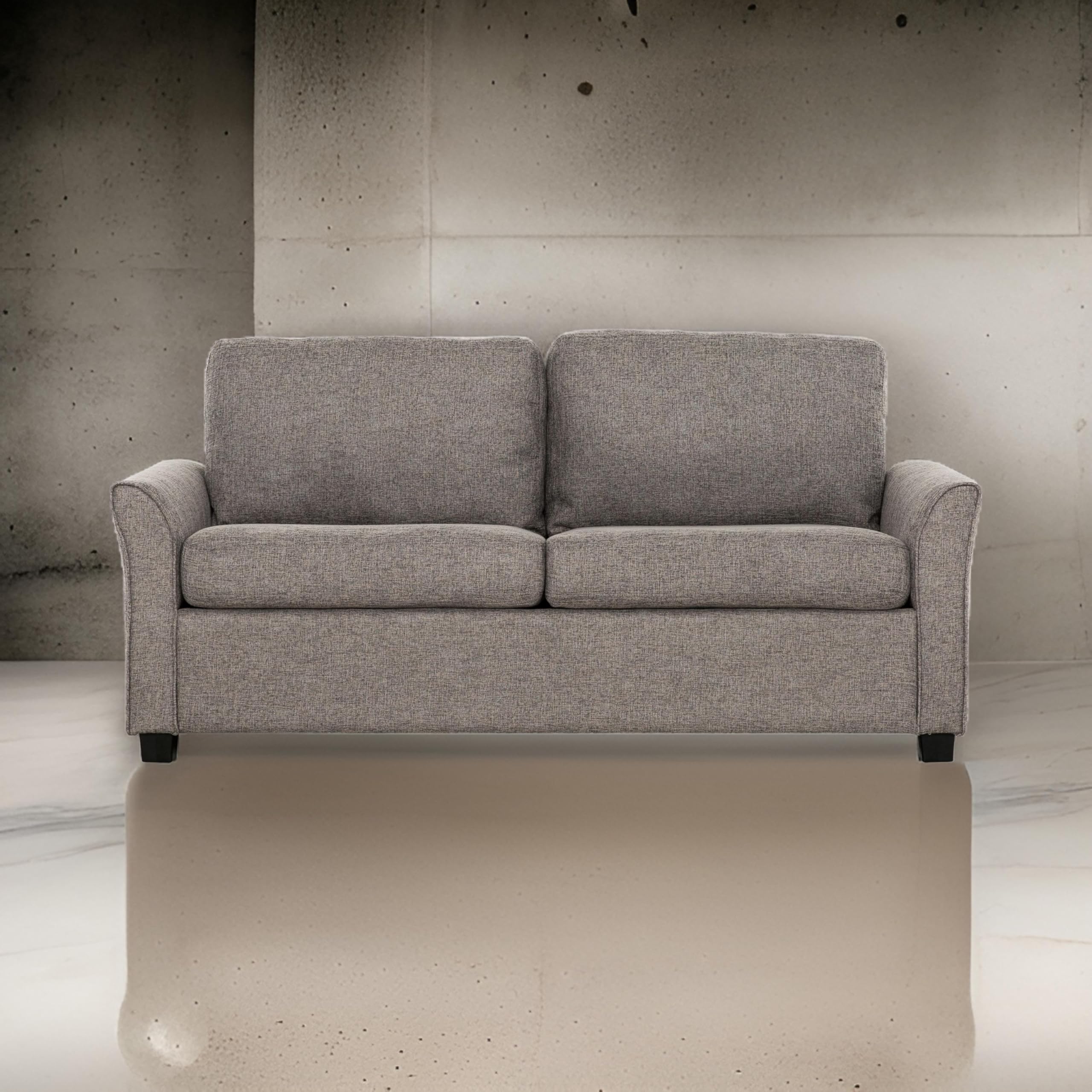 Full Size Sofa Bed, Linen, Convertible Design, USB Port, Power Outlets, Gray and Black