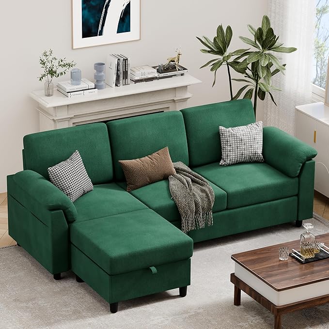 79" Convertible Sectional Couch Sofa with Storage Ottoman