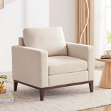 Oversized Accent Chair, Linen Fabric Living Room Chair Modern Reading Chair with Solid