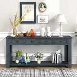 Merax Console Table Sideboard with Storage and Bottom Shelf for Living Room, Kitchen, Entryway/Hallway, 14D x 63W x 30H in, Navy