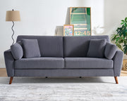 Modern Sofa, 86 inch Sofa Couch with 4 Throw Pillows, 3-Seater Sofa