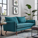 Revive Contemporary Modern Fabric Upholstered Sofa In Teal