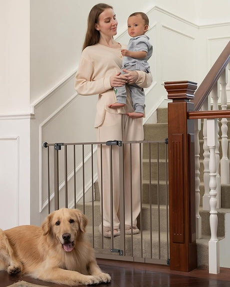 Baby Gate for Pets, Auto Close Both Sides Dog Gate with One-Hand Opening