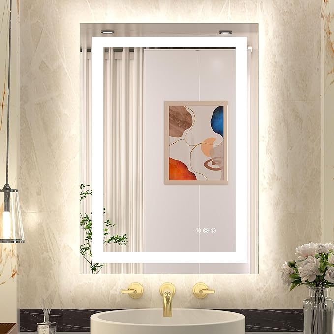 LED Bathroom Mirror with Lights  Frontlit & Backlit Lighted Vanity Mirror