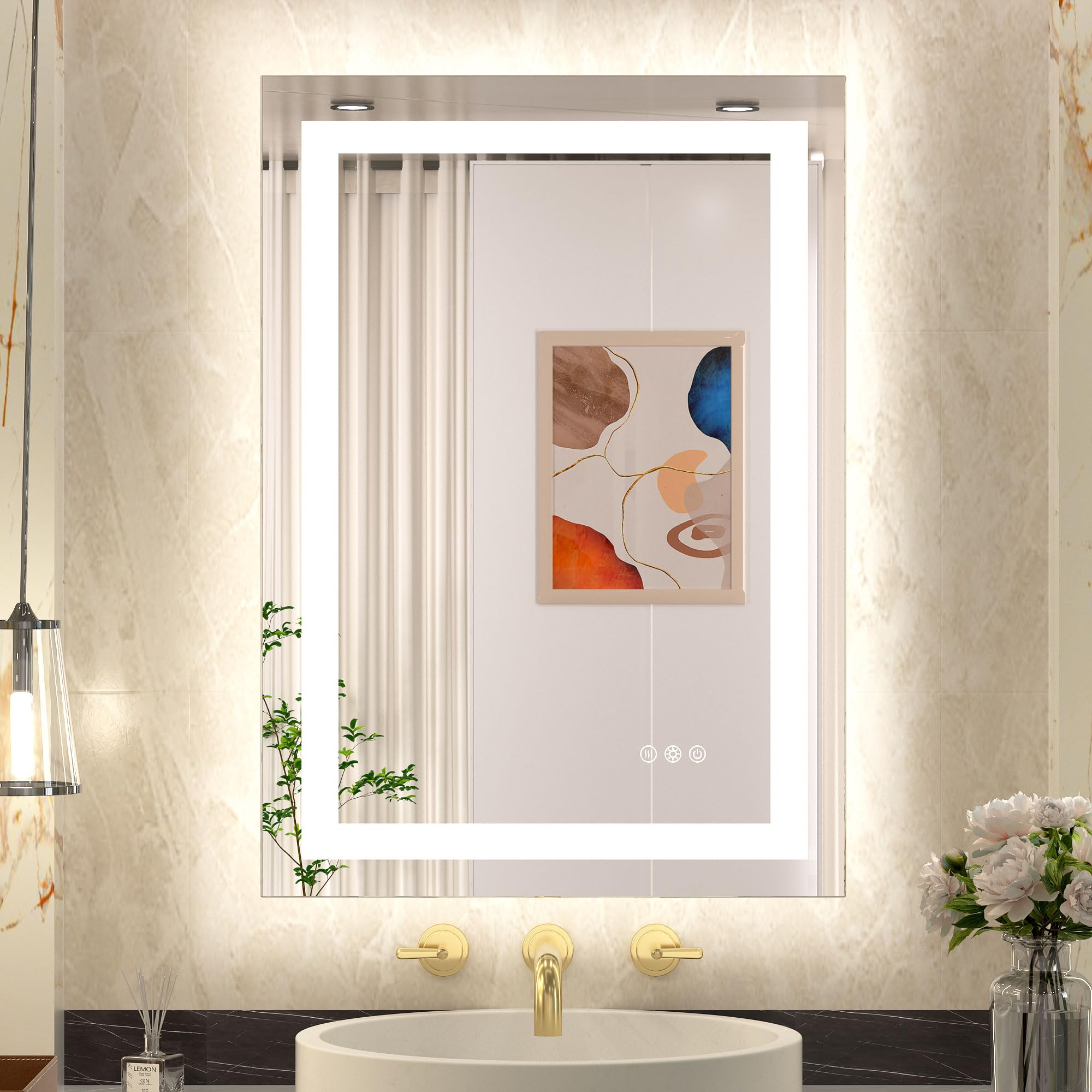LED Bathroom Mirror Frontlit & Backlit Lighted Vanity Mirror