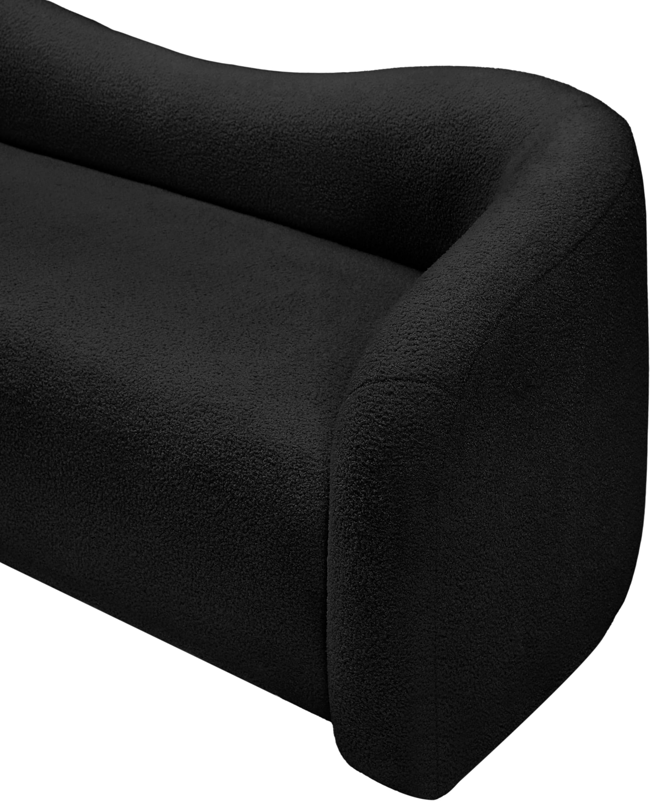 Contemporary Sofa with Soft Black Faux Shearling