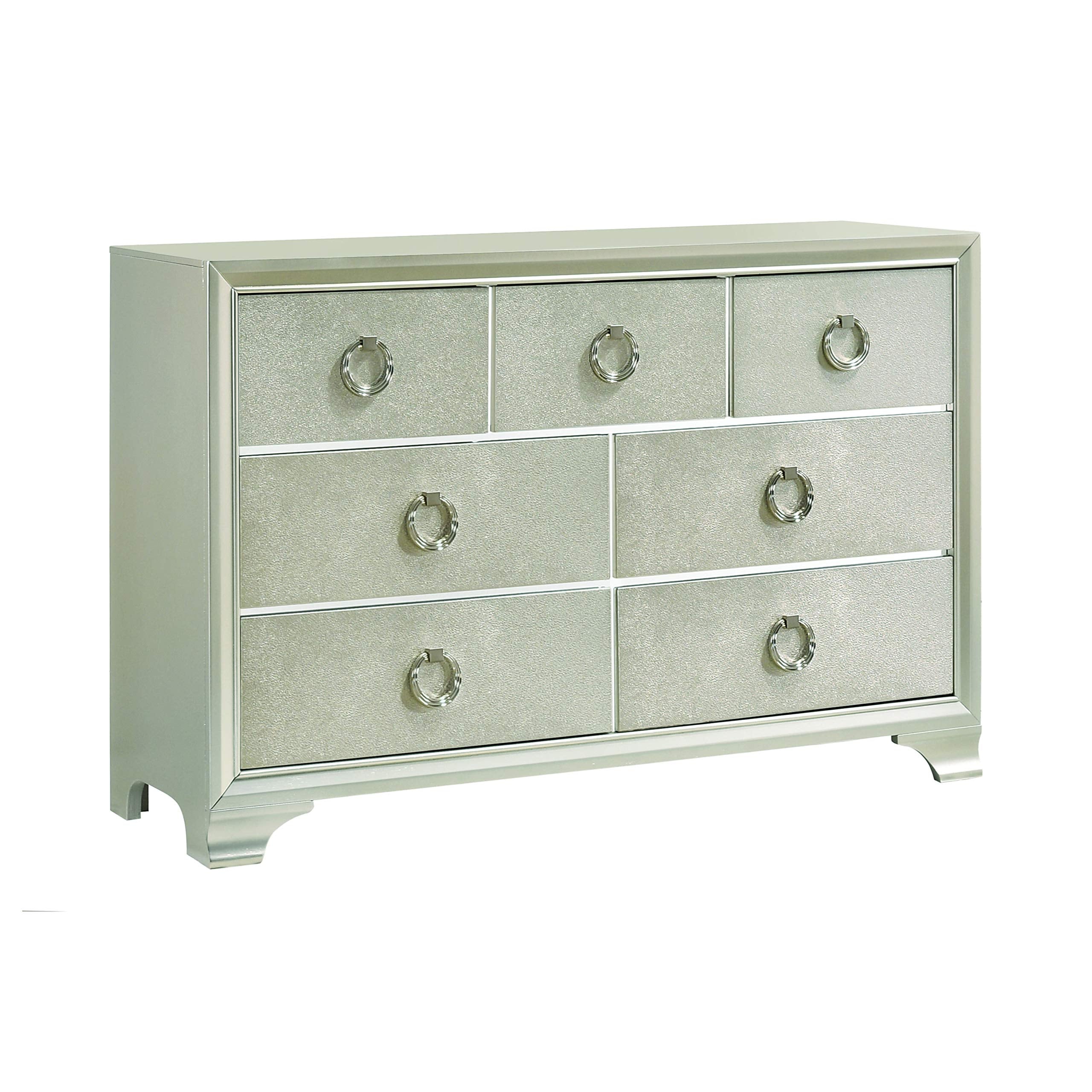 Salford 7-Drawer Metallic Sterling Dresser 58.5" D x 16.5" W x 37.25" H Silver 222723