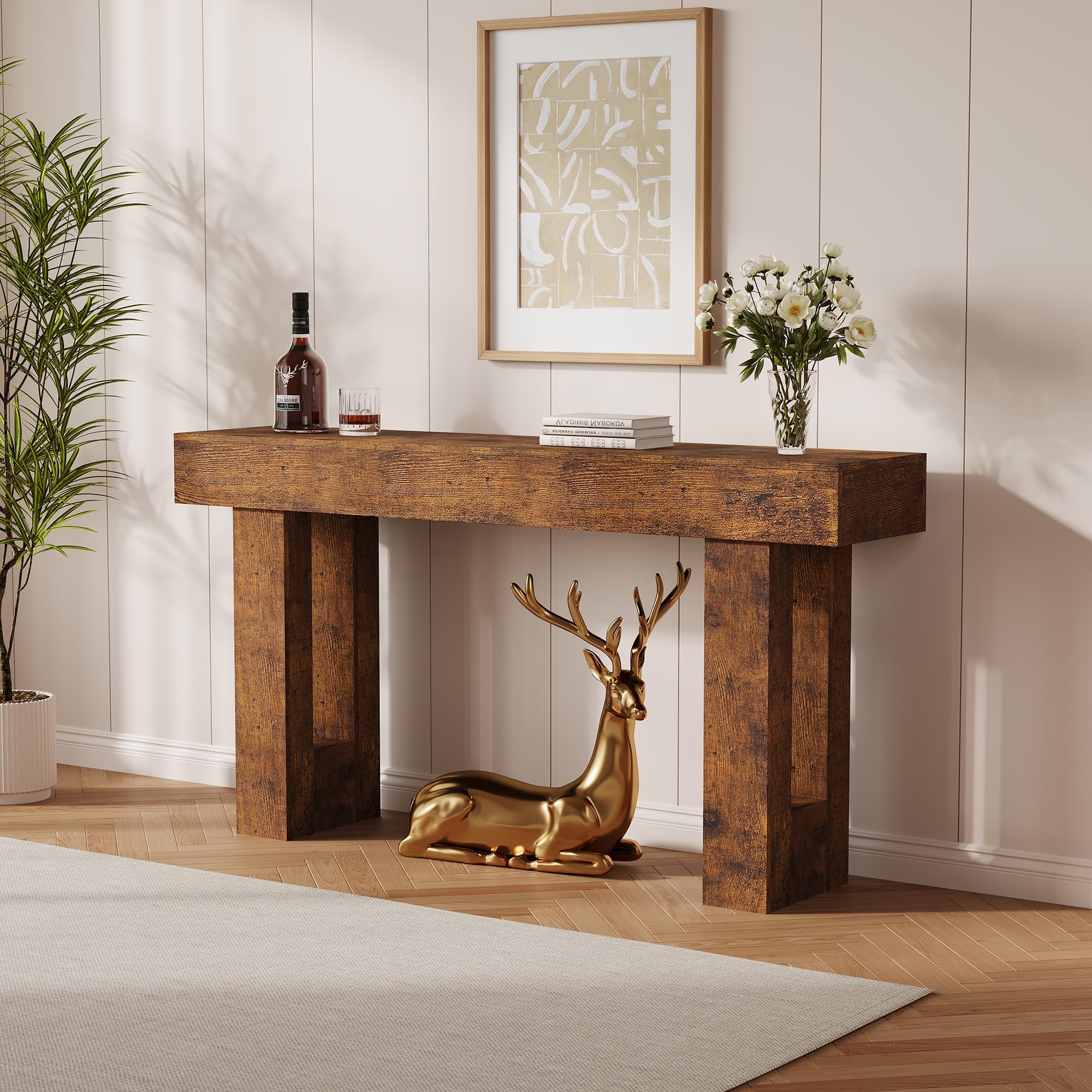 63-Inch Rustic Console Table for Entryway