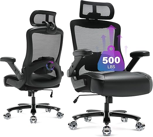 Big and Tall Office Chair- Heavy Duty Executive Computer Chair with 3D Flip Arms Large